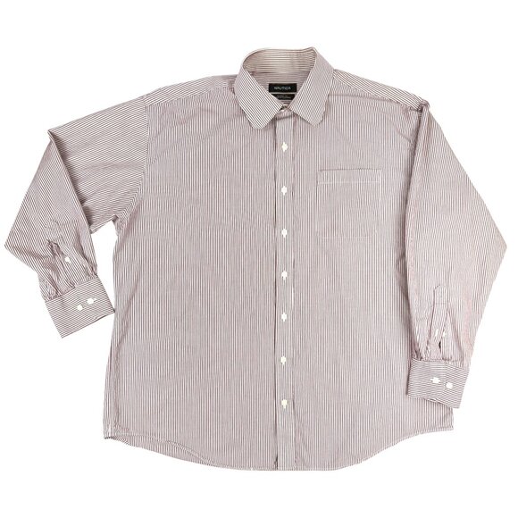 NAUTICA Classic Fit Striped  Long Sleeve Red/White Dress Shirt 18 34/35 - Picture 1 of 4